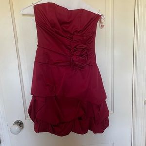 Red strapless dress